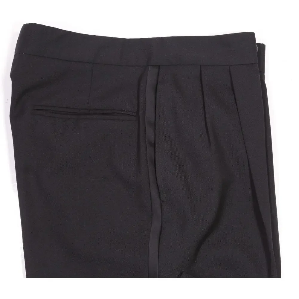 Jos A Bank Black Pleated Tuxedo Formal Wedding Dress Pants 30x28